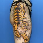 tiger tattoo on female hip