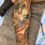 Japanese-leg-tattoo-of-snake